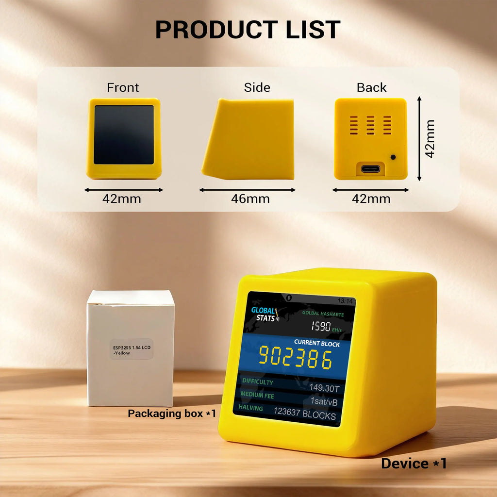 MINER MAKER USB Bitcoin Mini BTC Miner 1W Low Power ESP32 Wifi Setup Nerdminer 1.54Inch Display Desktop Clock Lottery Feature