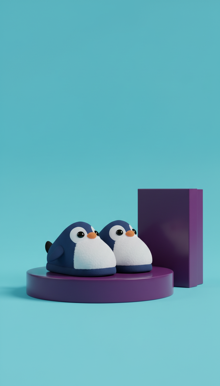 Midnight Penguin Fleece Slippers