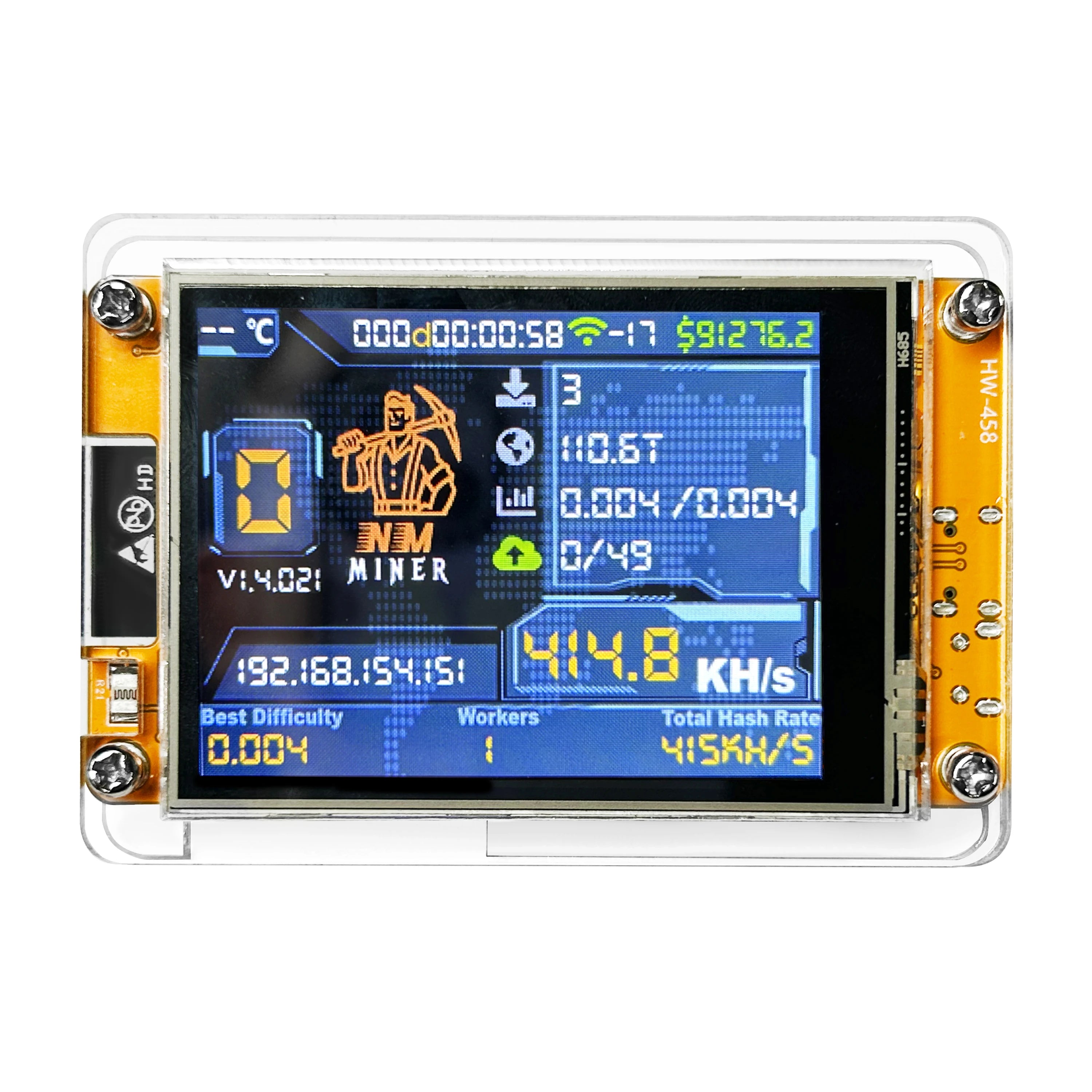 Nmminer Nerdminer V2 Hashrate Lucky Miner ESP32 2.8 Inch Smart Display Crypto Solo Lottery 960Kh/S Bitcoin